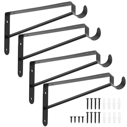 Soportes de Estante, Conjunto de 4, Duraderos Soportes para Barras y Estantes, Montaje en Pared, Ganchos de Ángulo, Soportes de Barra de Estante, Incluye Tornillos