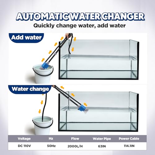 Image of Tujoe Electric Aquarium Gravel Cleaner - 6 in 1 Electric Automatic Removable Vacuum Water Changer Sand Algae Cleaner Filter Changer 110v /28w