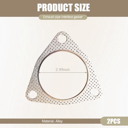 Image of Eratus 2 PCS Automobile Exhaust Pipe Interface Turbocharger Gasket, 2.99 inch ID Three-hole High Temperature High Pressure Leakproof Flange Seal, Modified Replacement Accessories, for Cars (Silver)