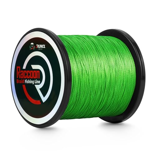 RUNCL Upgraded Braided Fishing Line, Colorfast Fishing Line Braid for Bass, Trout, Crappie, Ultra Strong Braid for Saltwater Freshwater, Abrasion Resistant, Zero Stretch, 6-80lb, 150/300/500/1000Yds
