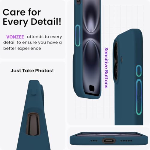 Image of Elzzi Microfiber Logo Cut Cover Compatible for iPhone 17 Case Liquid Silicone Covers Shockproof Back Cover with High Raised Camera Lips - Cosmos Blue