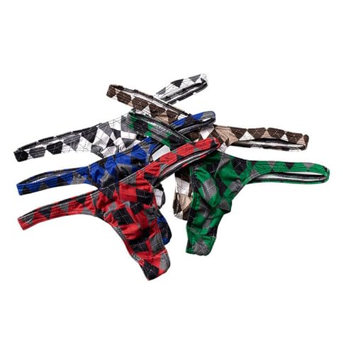 Men Sexy Thongs G-string Plaid U Pouch Briefs Underwear Gay Underpants Bikini Jockstrap Lingeries
