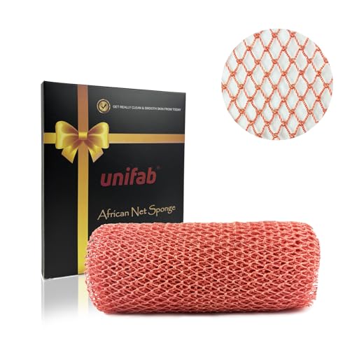 Esponja de red africana Unifab para tu rutina de ducha con paño exfoliante corporal rosa
