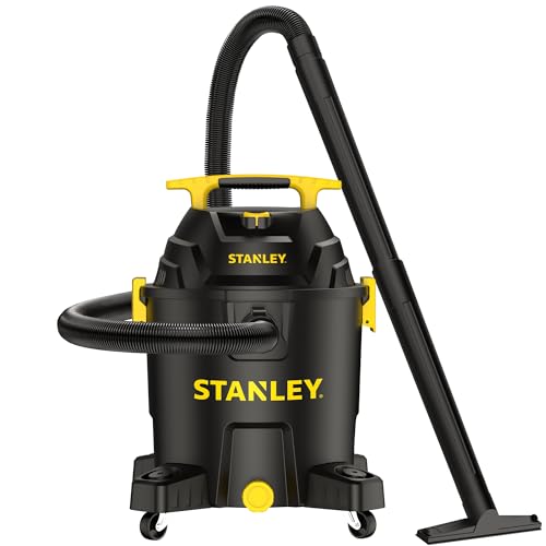 STANLEY 10 Gallon Wet Dry Vacuum, 6 Peak HP Poly Built-in Drain Shop Vac Blower with Powerful...