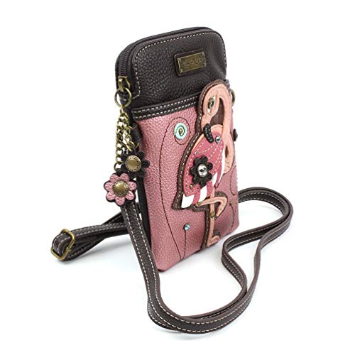 Image of CHALA Bird Collection Cell Phone Crossbody Purse-Women PU Leather /Canvas Multicolor Handbag with Adjustable Strap
