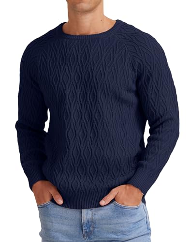 Sailwind Men's Cable Knit Sweater Casual Crewneck Long-Sleeve Knitted Pullover2