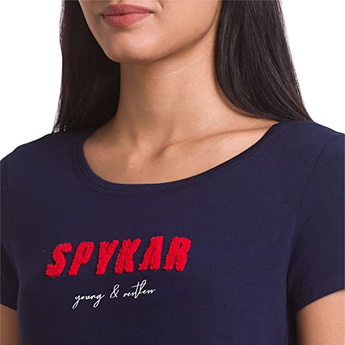 Image of Spykar Women's Cotton Printed Slim Fit T-Shirt