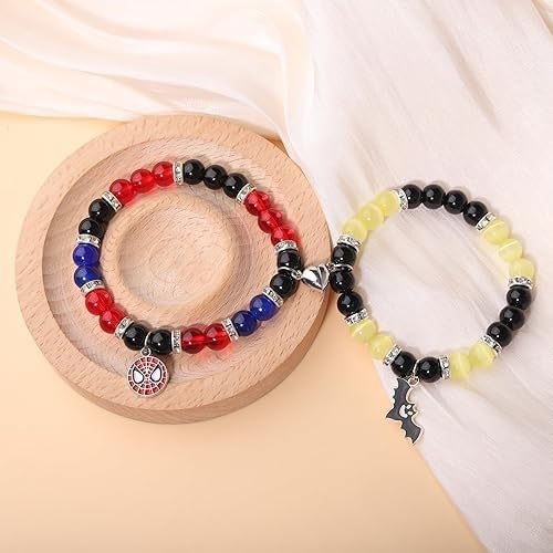 Image of Spiderman Kitty Magnetic Friendship Bracelets, Couple's Bracelets, Valentine's Day Gifts for BFF, BF, GF, Women, Men, Girls, Kids