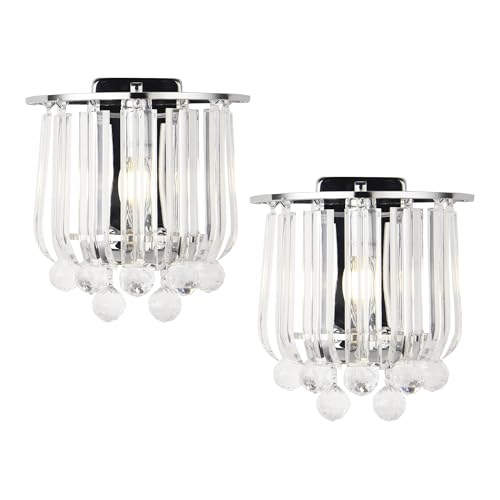 Set Di 2 Lampade Da Parete Alnwick Con Sfere Di Cristalli Artificiali - Color Cromo Lux.Pro
