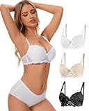 GALASALA Brasier Mujer 3 Pcs, Bralettes Varillas de Mujeres, Brasieres Push Up Dama Encaje, Brasier Strapless Mujer, Bra...