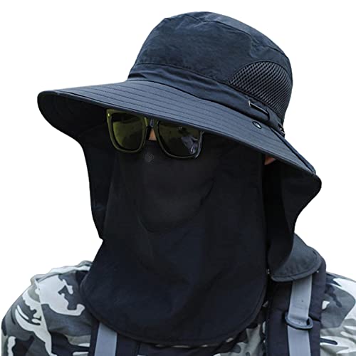 Chapéu Bucket Masculino | Praia Respiráveis para Homens | Chapéu Proteção Solar com Aba Larga e Capa