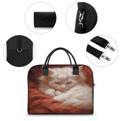 Travel Bag Lightweight Overnight Bag Portable Hazy Cat Print Tote Bags For Women And Men 6