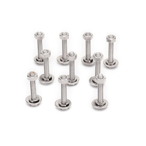 Image of 1 /4-20x1-1 /2 Complete Set Hex Head Screw Bolts,Nuts,Fender Flat washers,Split Lock Washers,Fully Threaded, Stainless Steel 18-8（304）, Bright Finish (10Set)