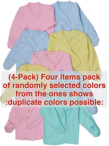 Image of ToBeInStyle Babies' 4 Pack Relaxed Fit Short or Long Sleeve Button Up Kimono Tee Swaddle Shirt