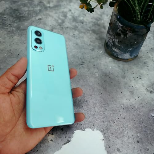 Image of Replacement Glass Back Battery Door Housing Panel with Camera Frame Logo and Adhesive Sticker for OnePlus Nord 2 5G DN2101 (Blue Haze)