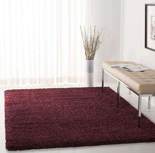 Image of A R Creations Anti Slip Fluffy Fur Plain Area Rug Made with Polyester and Microfiber for Home Office Kitchen Living Room Bedroom and DiningHall Size (7X10 Feet Meroon)