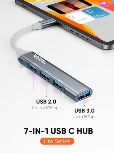 Image of CableCreation 4 in-1 USB C Hub(Lite Series), Type C Multiport Adapter with 1 x USB 3.0 & 3 x USB 2.0 Ports,Up to 5 Gbps Super Fast Data Transfer for MacBook Pro /Air,iPhone 15 Pro Max,PS4, Xbox,