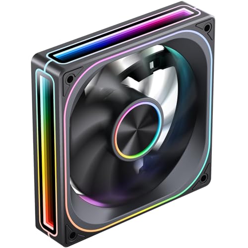 Image of JONSBO ZA-120BR (Reverse) PC Case Fan, Reverse Blade,Silent Computer ARGB Fan with 4-Sides Infinity Mirror Fans 1800RPM, PWM Integrated M&F Head,Aluminum Nameplate, 28MM Thick,Black