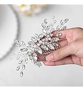 Vakkery Crystal Bride Wedding Hair Comb Sldies Silver Rhinestone Headpieces Bridal Hair Accessori...
