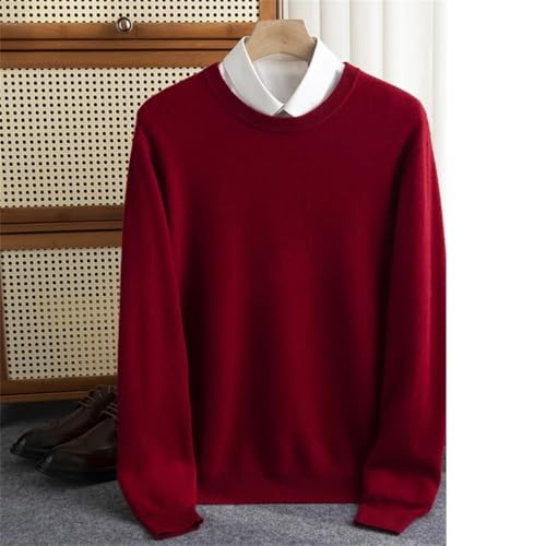 Mens Wool O-Neck Sweater Spring Winter Business Casual Warm Pullover4