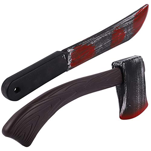 Kesyoo Bloody Fake Weapons Halloween Prop Sword Axe Crowbar Hatchet Knife Hammer Costume Cosplay Haunted House Decor #TOP25