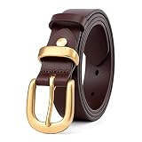 wolksprong Womens Belts for Jeans 1.1" Width Ladies Belts for Dresses Full Grain Leather Gold Buckle