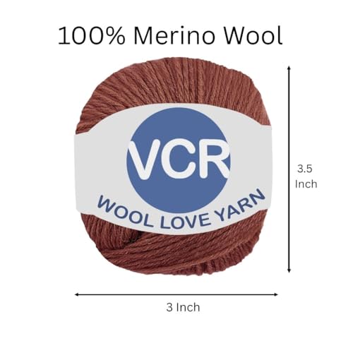 Image of VCR Dark Brown Yarn, 25 Grams Hank, 85 Meters Length, 100% Merino Wool, Pack of 1, Shrink-Resistant Soft, Warm and Premium Wool Yarn for Knitting, Crochet and Craft Projects