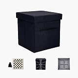 OrganizeME Ottoman Storage with Tray for 40lbs Load Weight Square Storage Footrest Ottoman Folding C