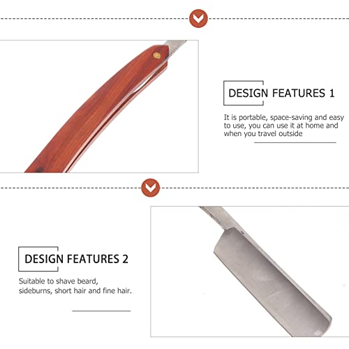 Lurrose Straight Razor- Carbon Steel Straight Edge Barber Razor Professional Mens Straight Razor Kit With Vintage Wood Handle #TOP5