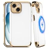 COOLQO Magnetic for iPhone 14 Case [Military Grade Drop Protection] iPhone 14 Magnetic Case, Shockproof Protective Phone Case Cover for iPhone 14 6.1'', White Gold