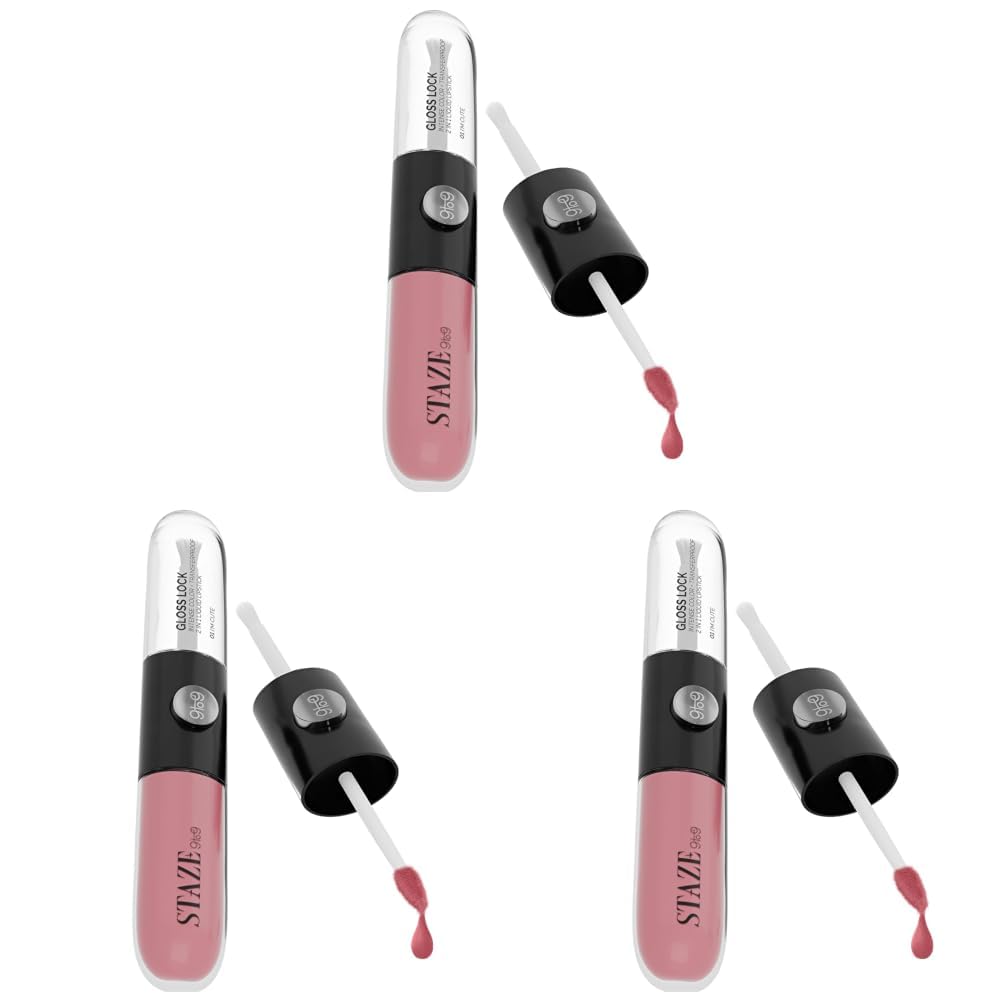Staze Gloss Lock 2-in-1 Liquid Lipstick | Matte Lipstick + High-Shine Transferproof Gloss | 12H Long-lasting | Intense Pigment | Lightweight & Waterproof | 01 I'm Cute | 7g (Pack of 3)-image-21