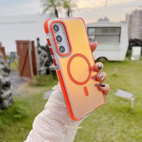 Coque Samsung Galaxy A35 transparente magnétique orange induction