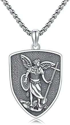 ZIPPICE 925 Sterling Silver Patron Saint Necklace | Amulet Necklace | Crucifix Necklace Jewellery for Men Women with Stainless Steel Chain