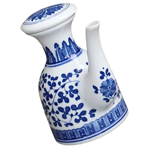 AUTSUPPL Ceramic Soy Sauce Dispenser Decorative Seasoning Bottle with Lid for Home Restaurant and Kitchen Use Small Condiment Jar for Easy Liquid Storage and Cleaning