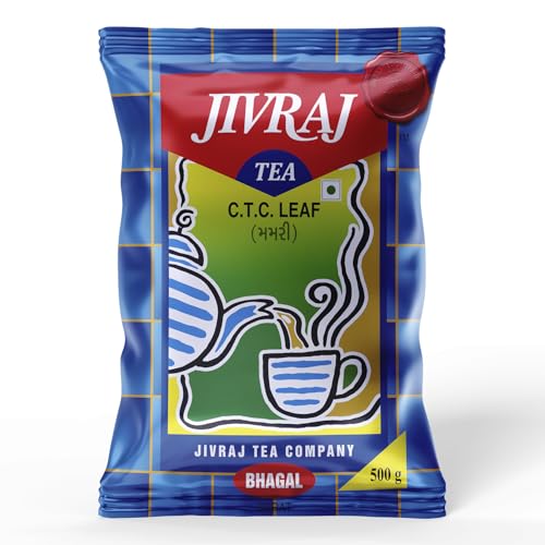 Jivraj Tea 500gm | CTC Assam Black Leaf Tea | Chai Patti Powder | Pouch 500g