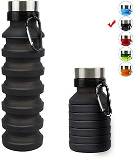 Collapsible Water Bottle, MOLYHUA 18oz(550ML) Designed for Travel and Outdoor. Foldable Sports Water