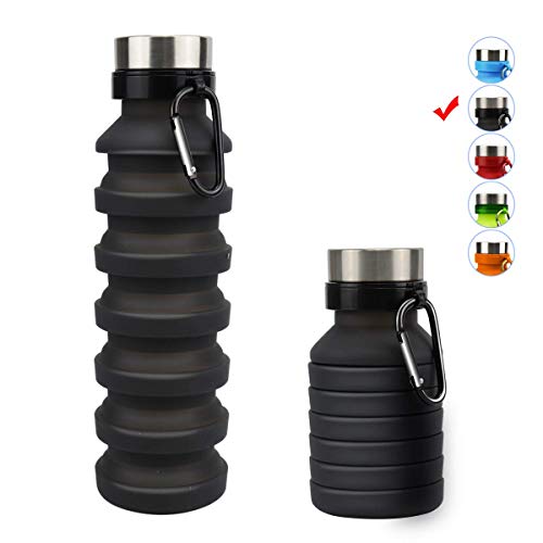Collapsible Water Bottle, MOLYHUA 18oz(550ML) Designed for Travel and Outdoor. Foldable Sports Water