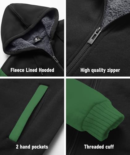 Image of SCODI Hoodies for Men Heavyweight Fleece Sweatshirt Zip Up Thick Jacket | Machine Wash, Soft, Warm, Winter, Outdoor Activities, Gym, Office, Casual, Daily Wear, Full Zipper Sherpa Lined Hooded Coat
