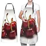 JUZGTSIT Verstellbares Lätzchen mit chilenischen Kirschen, Unisex, wasserdicht, für Koch, Zuhause, Küche, Malerei, Gartenarbeit, Grillen