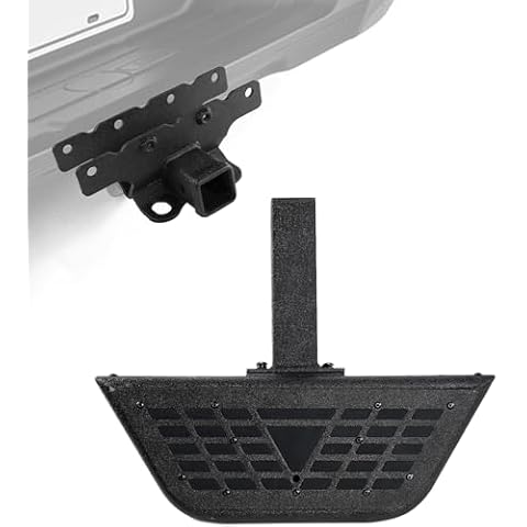 Anti-Slip Solid Trailer Hitch Step for 2 Inch Receiver with Trailer Hitch Kit for Jeep Wrangler - JL 2 Inch Rear Bumper Tow Hitch Receiver for 2018-2024 Jeep Wrangler JL JLU 4 and 2 Door Unlimited Acc Cover