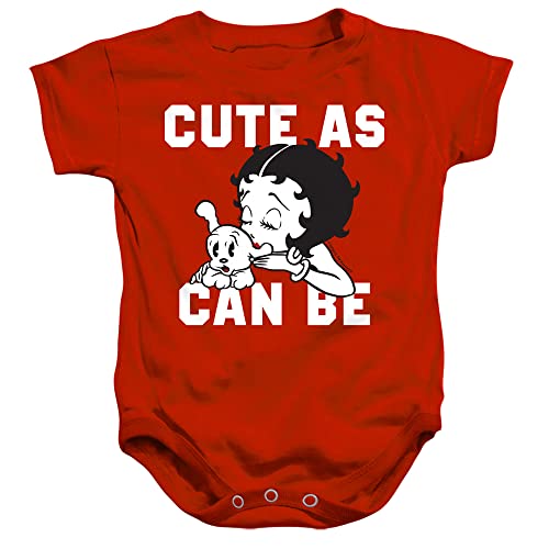 Popfunk Betty Boop Cute As Can Be Unisex Infant Snap Suit for Baby (6 Months, Red)