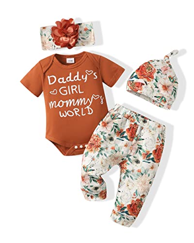 Image of Renotemy Newborn Infant Baby Girl Clothes Summer Outfits Infant Romper Pants Cute Toddler Girl Clothes Gift Set