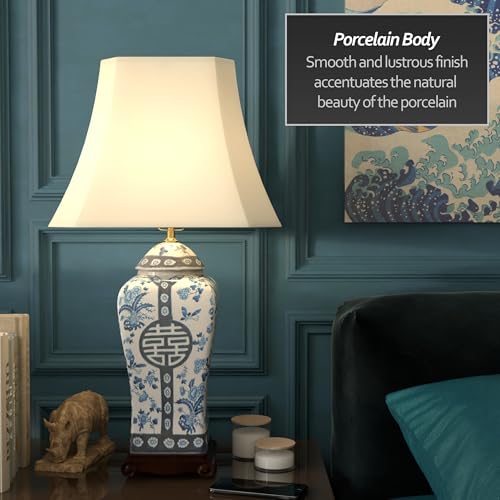 Red Lantern 26" Floral Blue & White Vase Lamp by Red Lantern - Image 3
