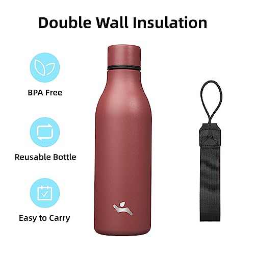 Image of Konokyo 18 oz Insulated Stainless Steel Metal Water Bottle with Strap