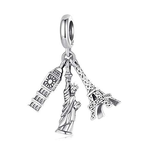 Abalorio de la Torre Eiffel para pulsera Pandora, plata de ley...