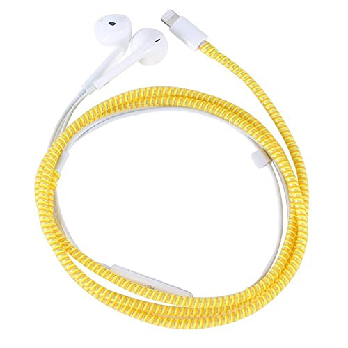 Image of Spiral Cable Protector, Data Cable Protective Sleeve, Headphone Saver, Charger Protective Cover, Wire Repair /Strain Relief Cable Wrap Tube for USB Data Cable Headphone Cable (Yellow+ Blue)