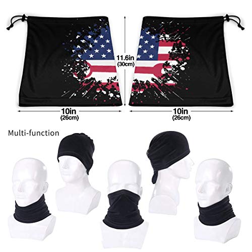 Cantesliki Ironworker Us Flag Neck Warmer Gaiter for Men Women Headband Face Mask Bandana Head Wrap Scarf Headwear Winter Balaclava for Ski Running Motorcycle Black