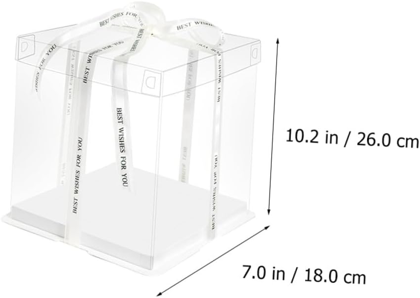 8-inch Cake Wrapping Case with Ribbon, Food Packaging Box 5pcs, Single-layer Birthday Cake Carrier Container for Party and Storage
