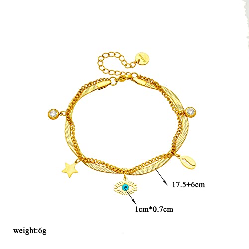 Bracelets multicouches tendance à breloques œil d'étoile style rétro