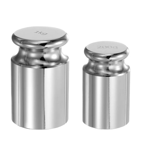 sourcing map 2pcs Calibration Weight Set 200g 1kg M1 Precision Chrome Plated Steel for Digital Balance Scales